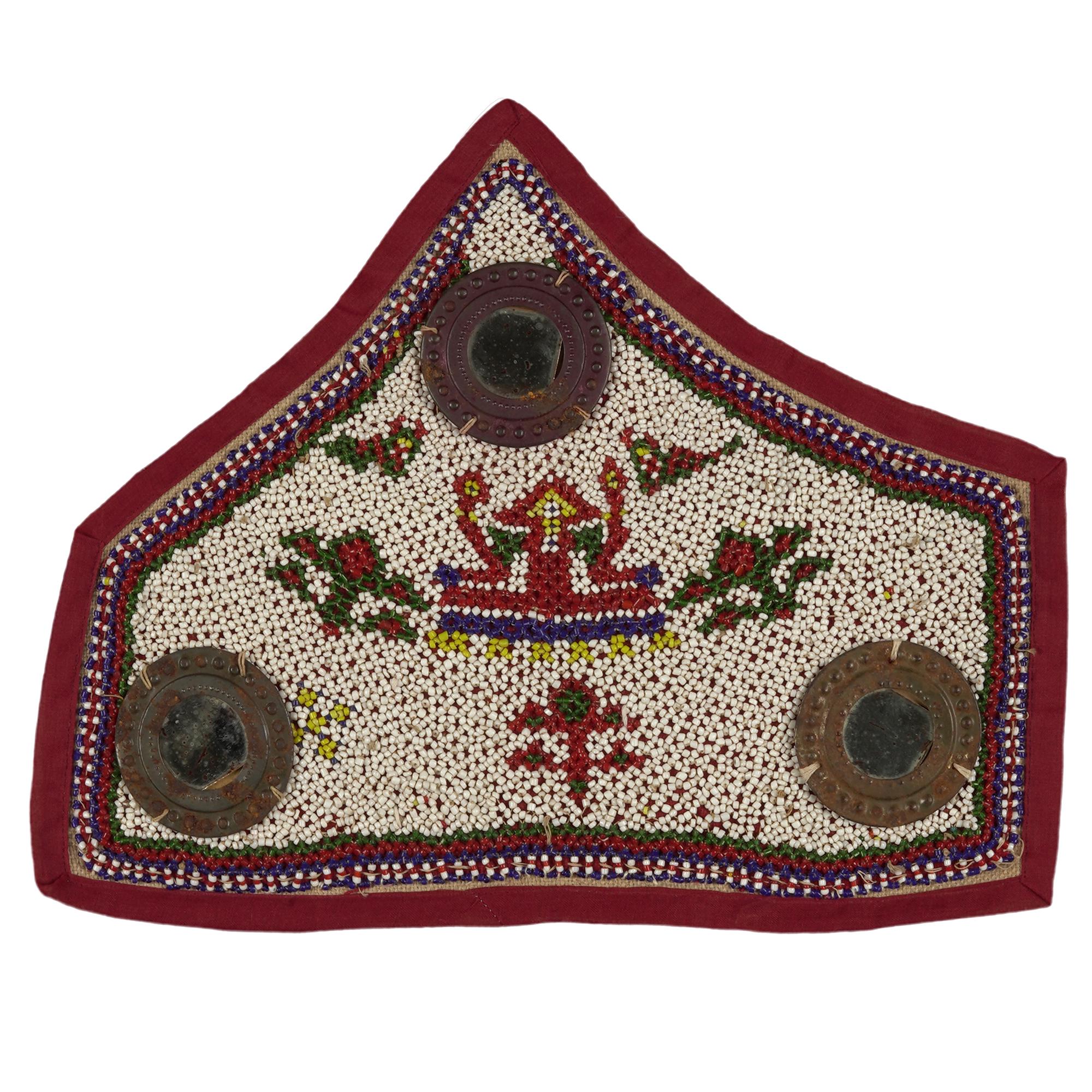 Tenture Murale Indienne Perles Coton Fleurie - Tapisserie Main, Déco Bohème 27x22 Cm Art Mural Hippie 27x23 Cm Occasion