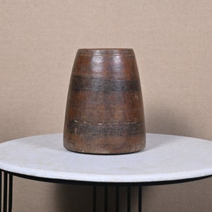Vintage Holz Himachal Wasser Aufbewahrungstopf klein Original alte Hand geschnitzt rustikale Wohnkultur Housewarming Geschenk Krug Vase Getrocknete Blumen