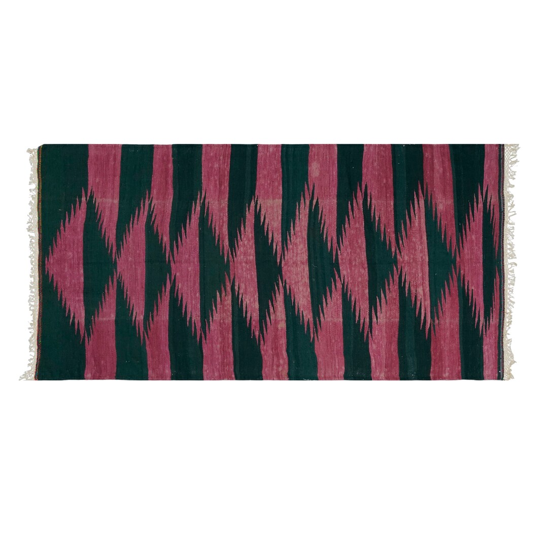 Vintage Handwoven Cotton Reversible Rugs Eco-friendly Punjabi Dhurrie