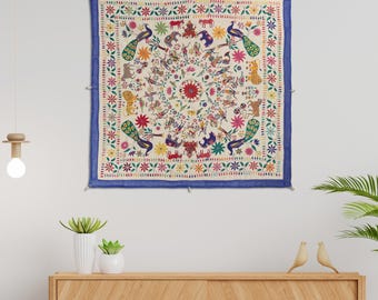 インド グジャラート州 工芸品 テキスタイル「花 壁掛け」 インド グジャラート州 工芸品 テキスタイル「花 壁掛け」