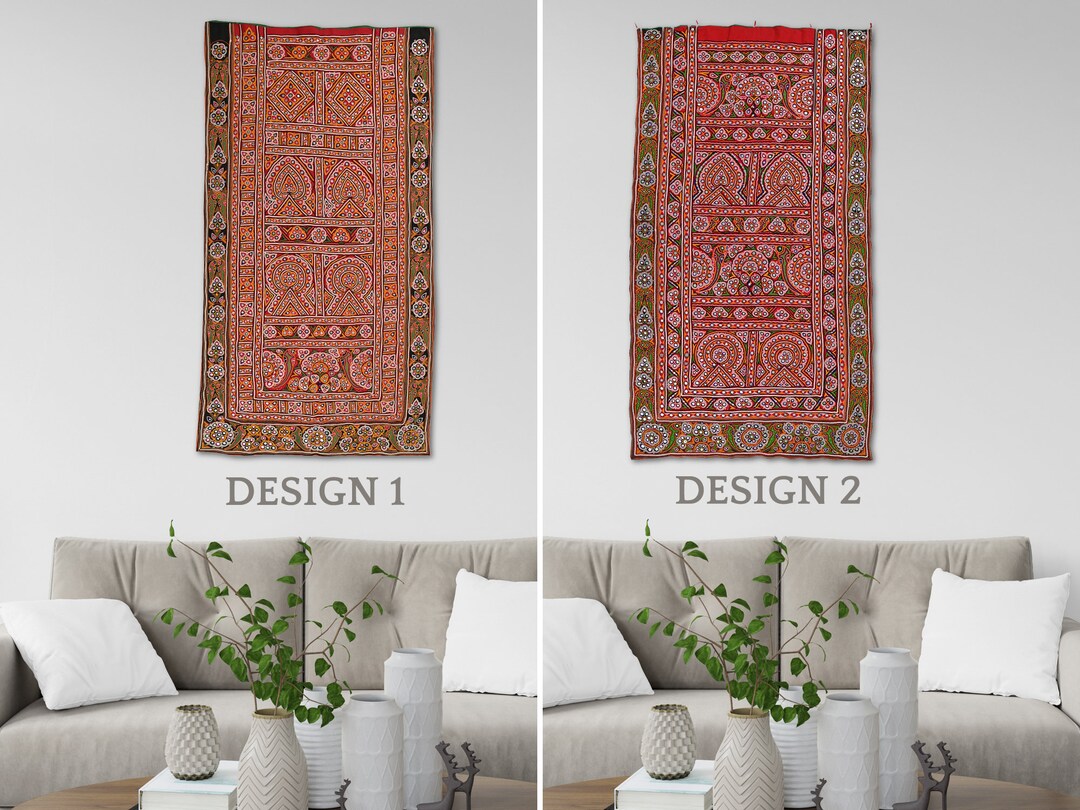 Tapestry, Gujarati Handmade Indian Textile, 7080 Years Old Wall Art