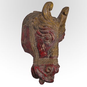 Antique Hand carved wooden mask, Indian Hand crafted mask, Hand painted mask, Wall hanging, wall decor, Vintage masks, The horse Face mask