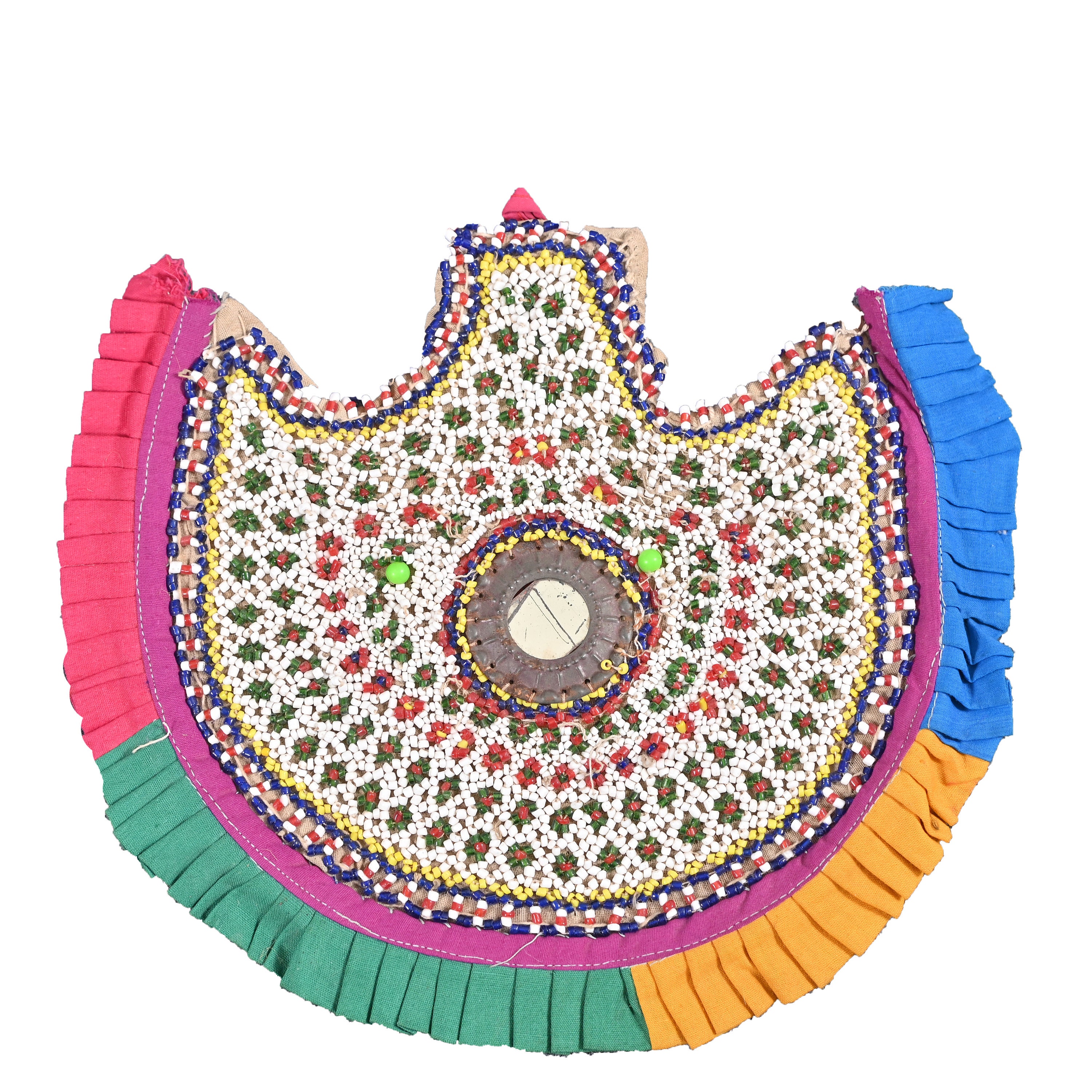 Tapisserie Murale Vintage Indienne – Broderie Coton, Perles Et Miroirs – Fait Main