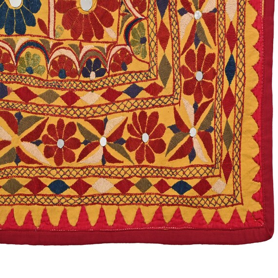 Broderie vintage faite main en textile, tenture murale Boho Banjara, tapisserie tribale vintage, décoration murale, peinture 3,9 x 2,3 pieds - Canada