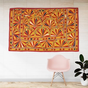 Indian Embroidery Mirror Work Tapestry Wall Hanging Decor Boho Wall ...