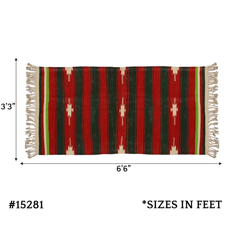 Punjabi Rugs Vintage Handwoven Cotton Reversible Rugs Eco-friendly Punjabi Dhurrie ...
