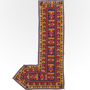 2.9x5 ft Vintage Toran, Bandanwar, Door Hanging, Antique Hand Embroidered Toran, Wall hanging, colorful, Indian Door Toran, Vintage Textile