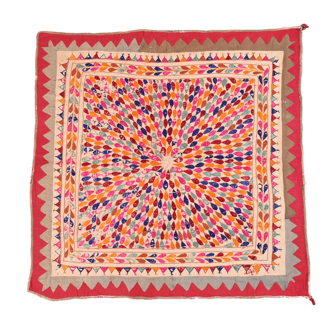 Indian Gujarati Vintage Handmade Textile Wall Hanging Banjara Tribal