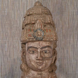 Antique, Hand carved wooden mask, Indian Hand Crafted Mask, Hand painted, wall hanging, wall decor, vintage masks, The Indian Goddess mask