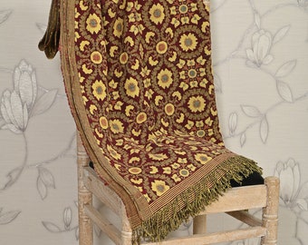 Coperta reversibile unica - Coperta vintage a fiori in cotone, copridivano e copriletto in tessuto fango, coperta boho stampata tessuta a mano