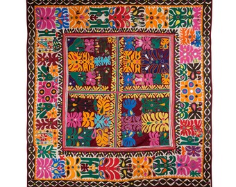 Handmade  Cotton Indian Applique tapestry Vintage Embroidered Gujarati Wall Hanging Textile Wall Decor Art Home decor housewarming gift