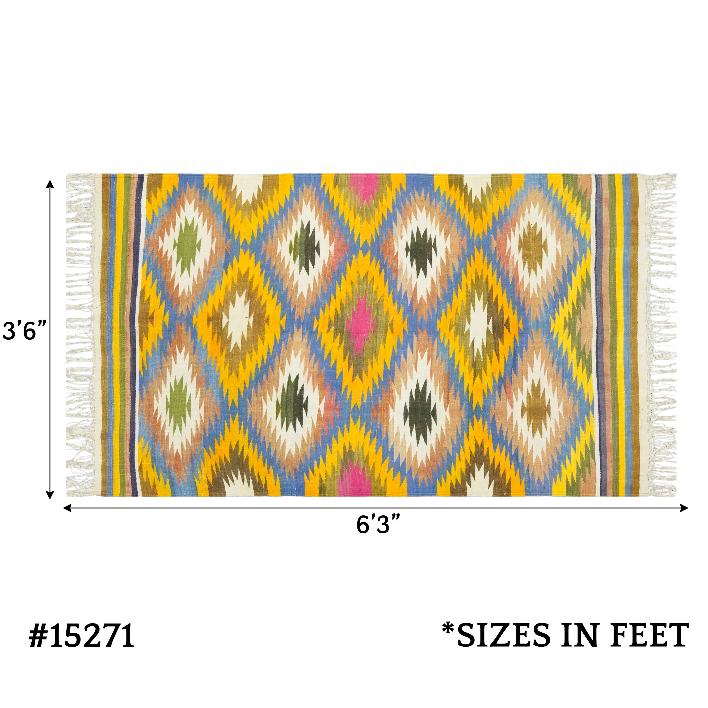 Punjabi Rugs Vintage Handwoven Cotton Reversible Rugs Eco-friendly Punjabi Dhurrie ...