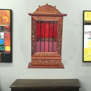 Handcrafted Wooden Wall Hanging, Decorative Key Box, Key Cabinet, Key Rack, Key Almirah, , Wall Mount Key Holder