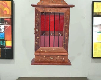 Handcrafted Wooden Wall Hanging, Decorative Key Box, Key Cabinet, Key Rack, Key Almirah, , Wall Mount Key Holder