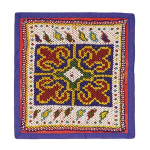 Tapisserie vintage indienne perlée, décoration murale toile de fond, tenture murale gujarati tapisserie artisanale 10 x 10 pouces art mural décoratif