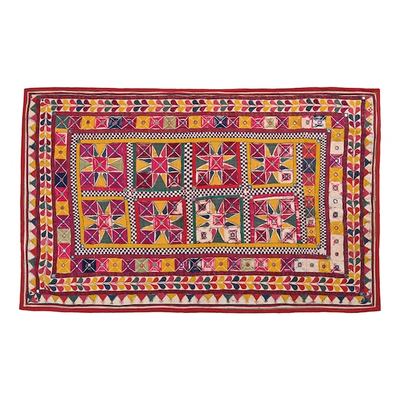 Wall Decor Indian Handmade Mirror Work Patchwork Tapestry Wall