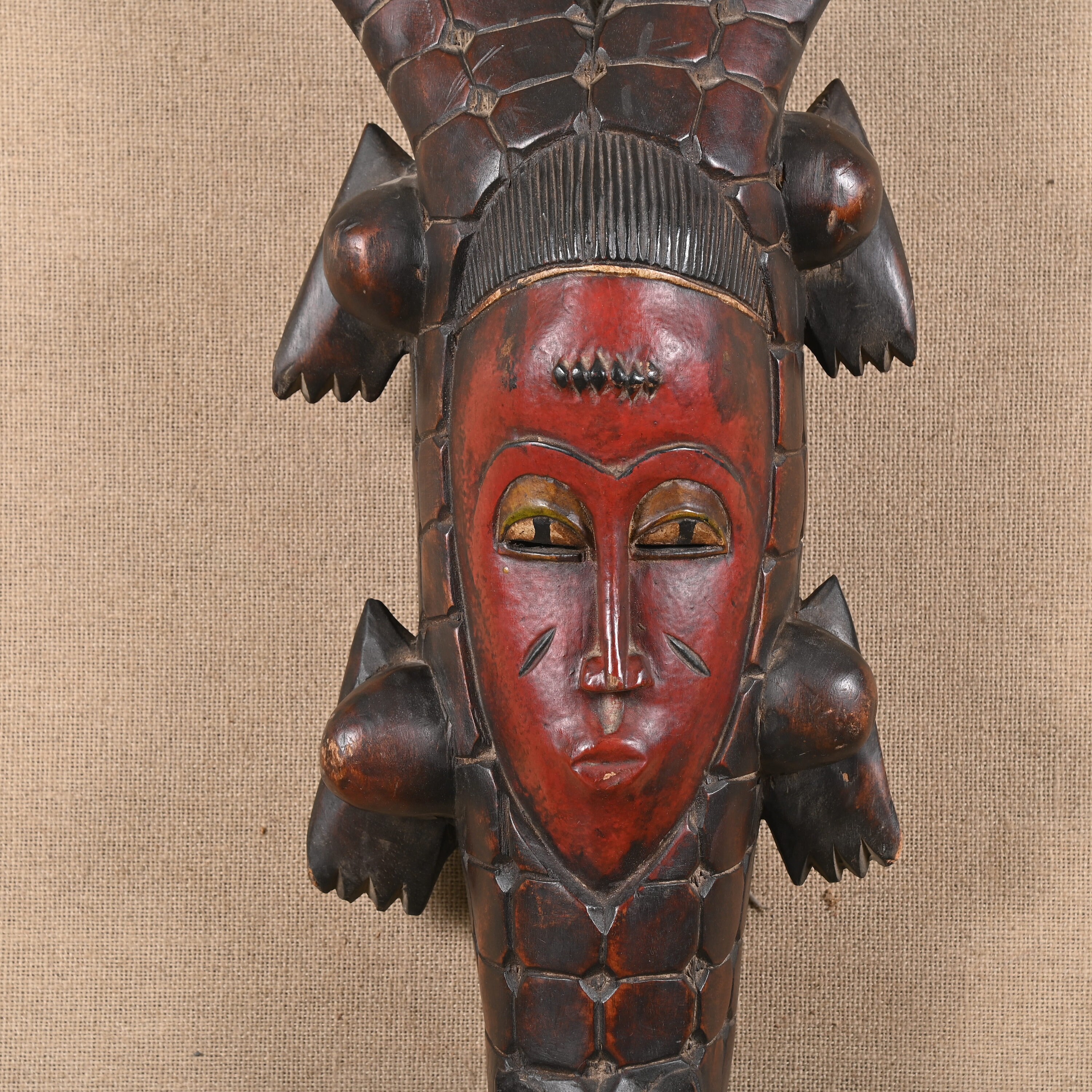 ヴィンテージ 手彫り 木製 部族 アフリカンアート 手描き 手彫り 木製