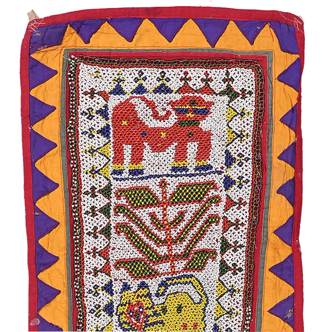 Tapisserie Toran Perlée - Vintage - Fait Main Inde - 40 Cm