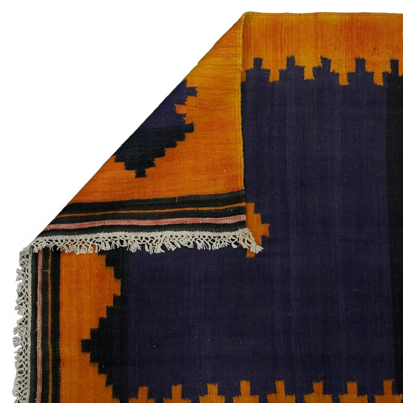 Punjabi Rugs Vintage Handwoven Cotton Reversible Rugs Eco-friendly Punjabi Dhurrie ...
