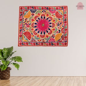 Embroidery Suzani Wall Hanging Handmade Tapestry Suzani Bedspread Bohemian Home Decor Tribal Embroidery Decor Art, Indian Textile tapestry