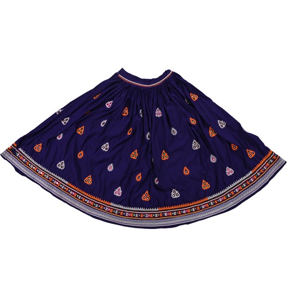 Blue Hand Embroidered Skirt, Boho Tribal Ghaghra … - image 4