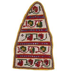 Hanging Indian Hand Crafted Gujarati Pearl Textile Vintage Pearl Hand Embroidered Wall Hanging| Multi Color Mirror Beads Work Wall Decor Art