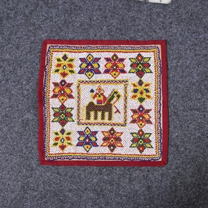 Wall Hanging Vintage Pearl Hand Embroidered Textile Hanging Traditional Gujarati Saurashtra Ethnic Bead Work Indian tapestry Home Decor