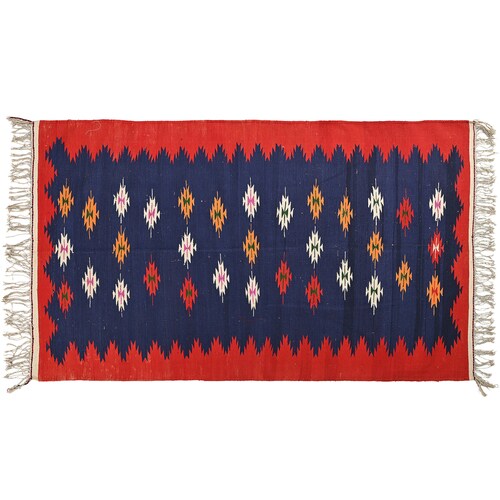 Red Blue Carpet/Indian Handwoven Cotton Reversible Rugs Vintage Punjabi retailer Dhurrie Bohemian Tribal Rugs Eco-Friendly Rugs 6.6 x 3.9 ft