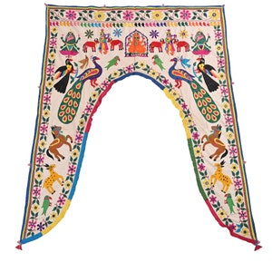 Antique Embroidered Indian Lord Toran for your home traditional Wall Hanging vintage Indian door toran