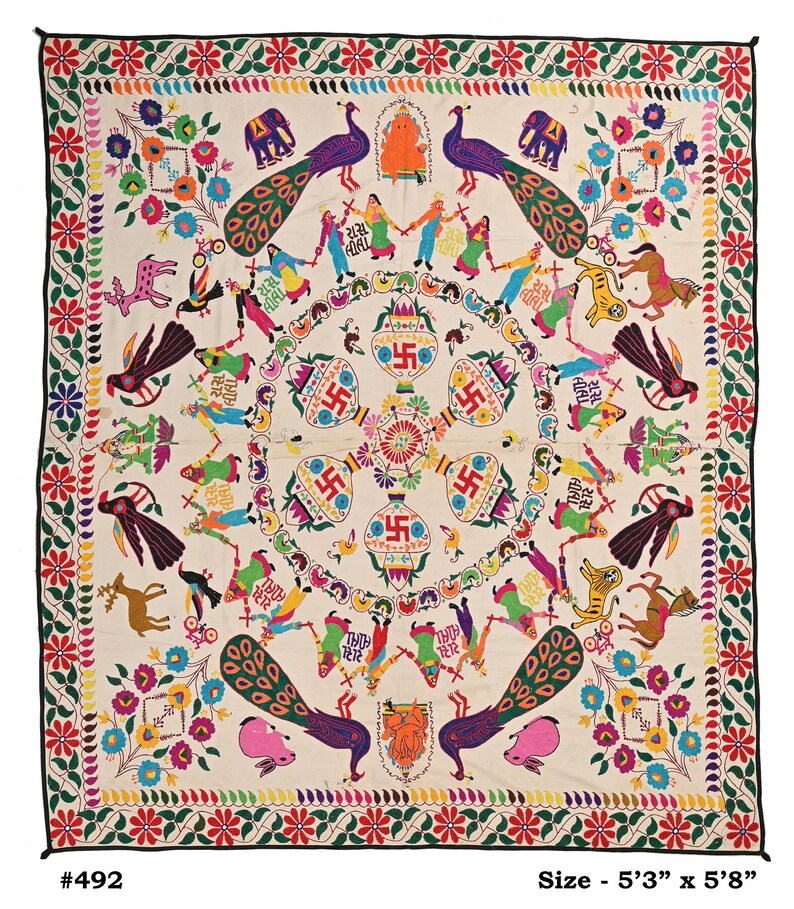 Wall Art Indian Gujarati Textile Wall Hanging Banjara Vintage Etsy