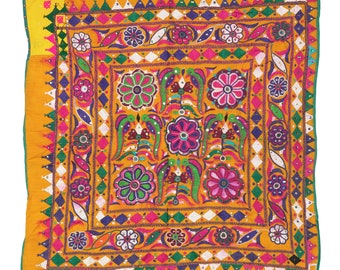 Hand Embroidered Tapestry Wall Hanging Gujarati Textile Wall Art Vintage Tapestry Traditional Wall Art Bohemian Decor Boho wall decor
