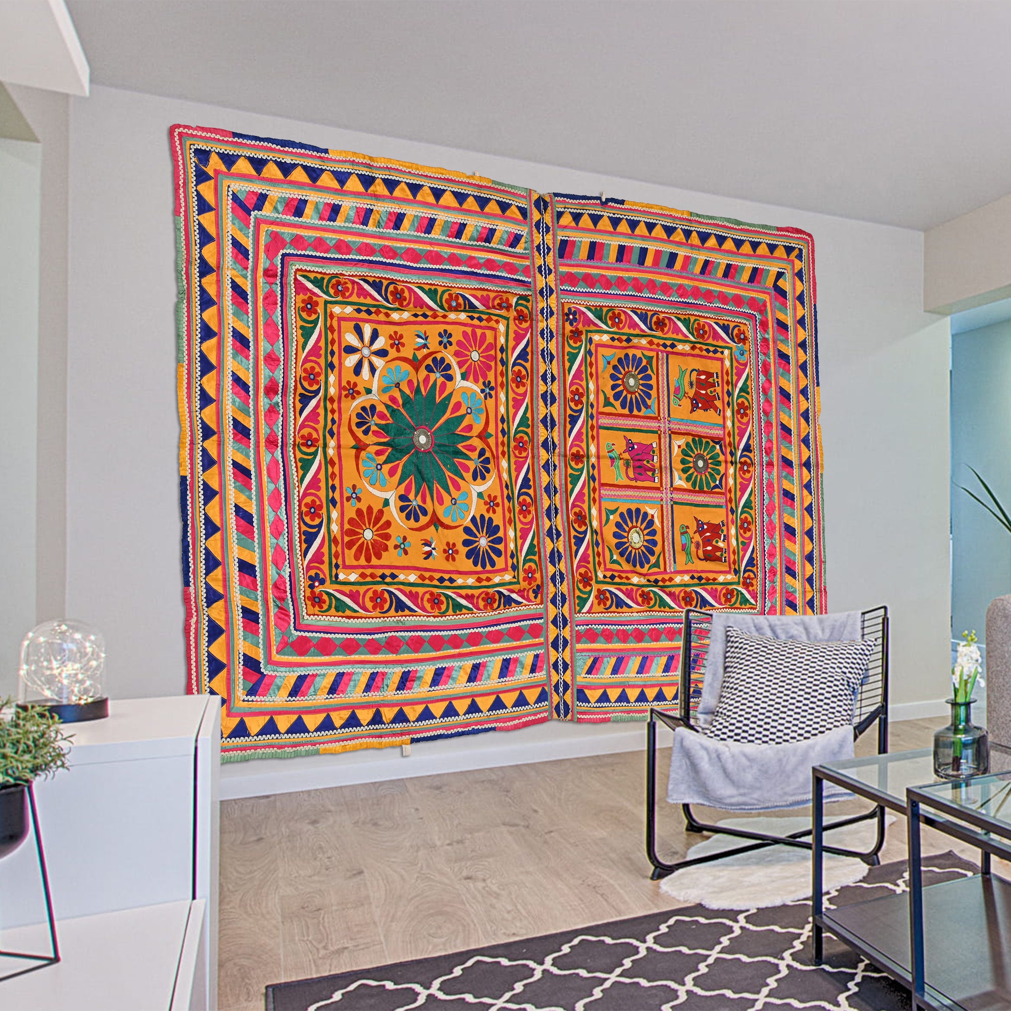 Handmade Indian Wall Hanging Tapestry 40-50 Years Old Vintage Art