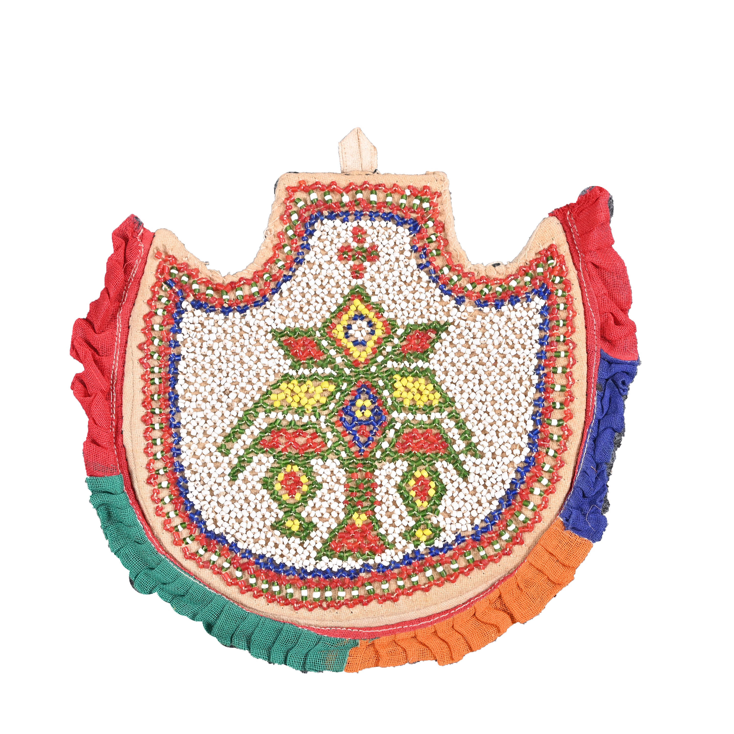 Tapisserie Murale Vintage Indienne – Broderie Coton, Perles Et Miroirs – Fait Main