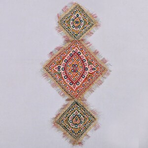 Tapestry Indian vintage wall hanging cotton textile, hand embroidered kids room tapestry, 40-50 Year old hand  made Boho banjara door decor