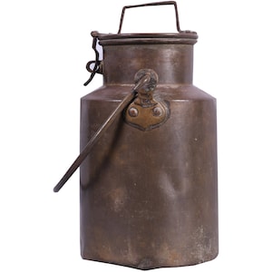 Brass milk pot, brass jar, antique, old brass container, artifacts, decoration 5&#39; x 5&#39; x 9&#39; inch