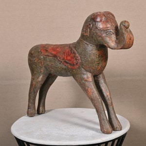 Vintage Indian Hand Carved Wooden Elephant Beautiful Carving Wooden Elephant Home Decor Gift African Safari Figure Wild Elephant Statue