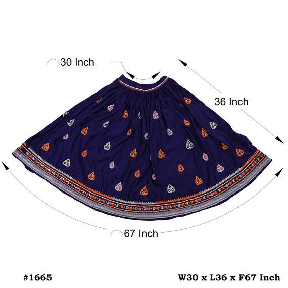 Blue Hand Embroidered Skirt, Boho Tribal Ghaghra … - image 8