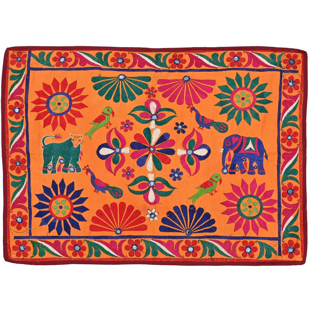 Tapestry Animal and Floral Motifs Gujrati Textile 7080 Year Etsy