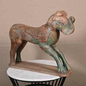 Vintage Indian Elephant Statue Hand Carved Wooden Elephant Figurine Unique African Safari Wild Elephant Statue Home Decor Wooden Collectible