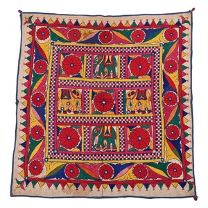 Boho Tapestry - Vintage Indian Wall Hanging | Colorful Wall Tapestry - Textile Wall Hanging Embroidery - Patchwork | Bohemian Hippie Decor