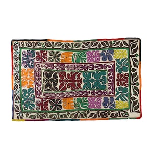 Indian applique hand embroidered wall hanging Gujrati textile, home décor furniture textile 30-40Year old hand work ethnic boho tapestry