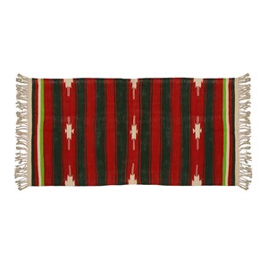 Vintage Handwoven Cotton Reversible Rugs Eco-Friendly Punjabi Dhurrie Carpet Home Décor Bohemian Tribal Outdoor Indoor Rugs 3.3 x 6.6 Ft