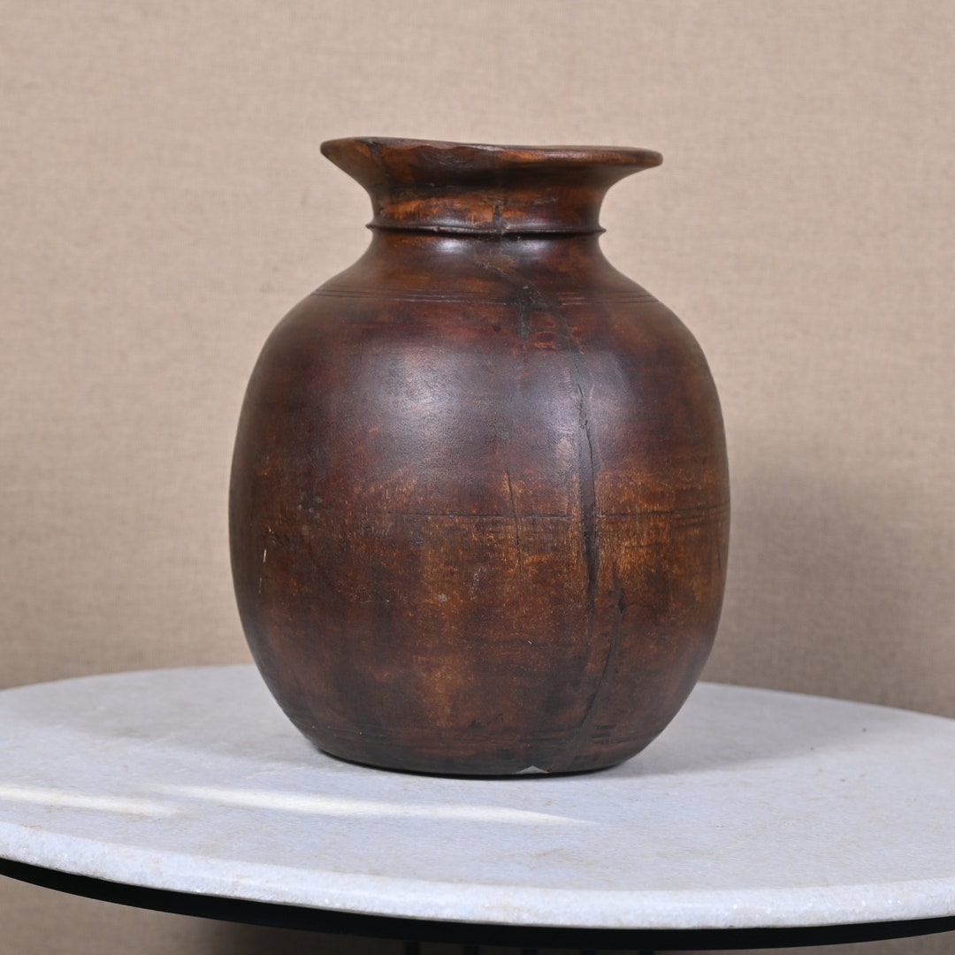 Himachal Water Matka Pot Indian Matka Wooden Wood Jug Matka