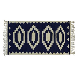 3.6x6.6 ft Handwoven Cotton Punjabi Rug Handmade Vintage Reversible Kilim Dhurrie Area Rug Eco-Friendly Home Décor Tribal Indoor Rug