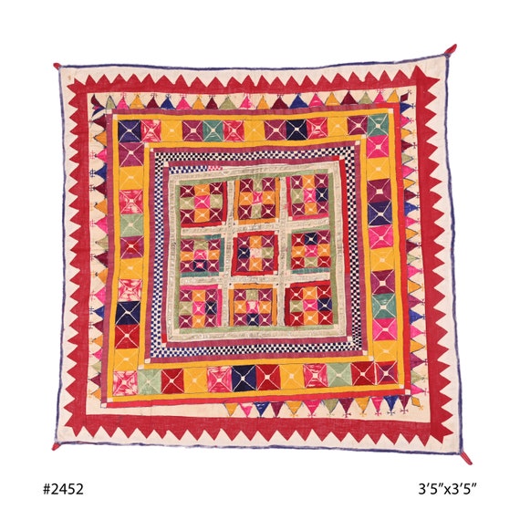 Tapisserie 70-80 ans travail de miroir multi-fils Gujarati