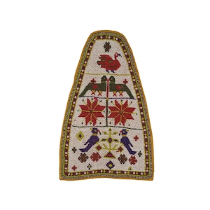 Hanging Indian Hand Crafted Gujarati Pearl Textile Vintage Pearl Hand Embroidered Wall Hanging| Multi Color Mirror Beads Work Wall Decor Art