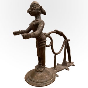 Brass Statue Temple figure, Vintage tribal figurine, Indian brass, hand crafted Carved, Brass Female figure, Vintage art piece