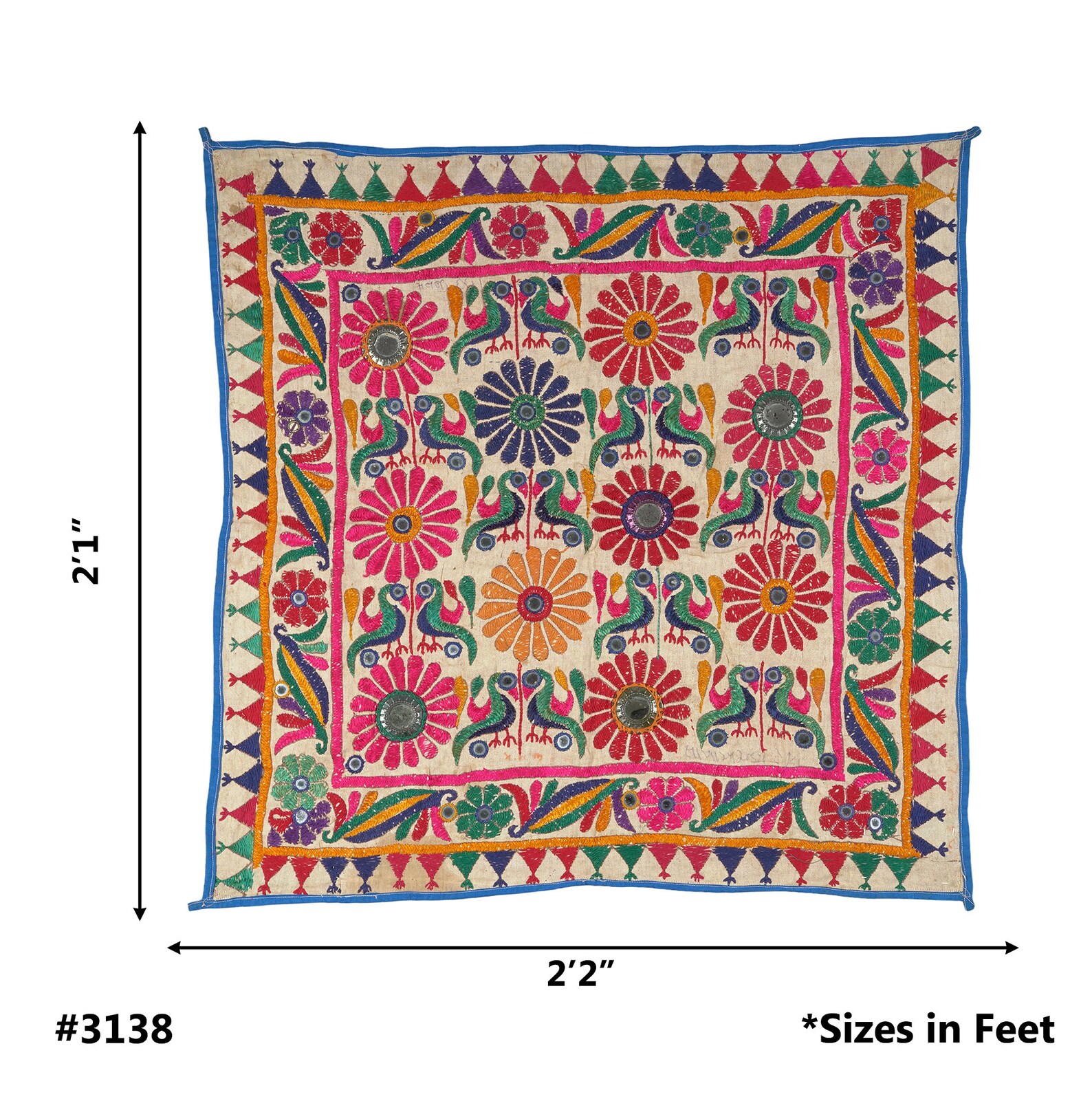 Tenture Murale Artisanale Fusion Furnishing - Motifs Tribaux - Inde - 34x17 Pouces