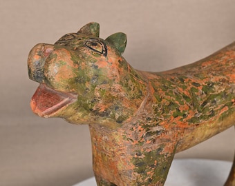 Vintage indische hölzerne Tiger-Statue Hand geschnitzte wilde Tiere Holzfiguren Wilde Tierfiguren Tiere Miniatur afrikanischer Tiger Figur