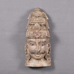 Wood Hand Made Carving King Mask Hand Crafted Wall Hanging Vintage Mask Indian Painted Decorative Man Mask Unique Art Wall Statue Hanging